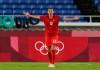 Canada's Christine Sinclair pleads for a penalty kick during the women's soccer gold medal game against Sweden at the Tokyo Olympics in Yokohama, Japan on August 6, 2021. THE CANADIAN PRESS/Adrian Wyld