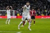 Real Madrid's Karim Benzema celebrates after scoring his second goal during the La Liga soccer match between Real Madrid and Valencia at Santiago Bernabeu stadium in Madrid, Spain, Saturday, Jan. 8, 2022. (AP Photo/Bernat Armangue)