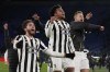Juventus players celebrate after the Italian Serie A soccer match between Roma and Juventus at the Olympic stadium in Rome, Italy, Sunday, Jan. 9, 2022. Juventus won 4-3. (AP Photo/Alessandra Tarantino)