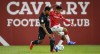 Pacific FC's Terran Campbell, left, and Cavalry FC's Jose Escalante battle for the ball during first half soccer action in the Canadian Championship quarterfinal in Calgary, Alta., Wednesday, Sept. 22, 2021.&nbsp;Forge FC has confirmed the signing of forward Terran Campbell and midfielder Alessandro Hojabrpour, who helped Pacific FC to the Canadian Premier League title last month. THE CANADIAN PRESS/Jeff McIntosh