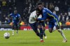 Tottenham's Japhet Tanganga duels for the ball with Chelsea's Callum Hudson-Odoi, right, during the English League Cup semifinal second leg soccer match between Tottenham Hotspur and Chelsea at the Tottenham Hotspur Stadium in London, Wednesday, Jan. 12, 2022.&nbsp;FuboTV, a streaming service that offers sports and entertainment programming, has secured Canadian rights to the England Premier League for the next three seasons starting this summer.&nbsp;THE CANADIAN PRESS/AP/Alastair Grant