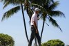 Jim Furyk watches his tee shot from the 17th tee drop into the cup for a hole-in-one during the first round of the Sony Open golf tournament, Thursday, Jan. 13, 2022, at Waialae Country Club in Honolulu. (AP Photo/Matt York)