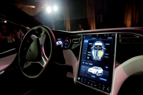 The dashboard of the Tesla Model X car is shown at the company's headquarters Tuesday, Sept. 29, 2015, in Fremont, Calif. THE CANADIAN PRESS/AP-Marcio Jose Sanchez