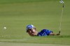 Hideki Matsuyama, of Japan, hits out of the first bunker during the third round of the Sony Open golf tournament, Saturday, Jan. 15, 2022, at Waialae Country Club in Honolulu. (AP Photo/Matt York)