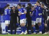 Leicester's manager Brendan Rodgers speaks to players during the English Premier League soccer match between Leicester City and Tottenham Hotspur at King Power stadium in Leicester, England, Wednesday, Jan. 19, 2022. (AP Photo/Rui Vieira)