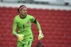 FILE - Canada's Stephanie Labbe watches during the women's international friendly soccer match between England and Canada at Bet365 stadium in Stoke on Trent, England, Tuesday, April 13, 2021. Stephanie Labbe, the goalkeeper for the Canadian women's national team that won the gold medal at the Tokyo Olympics, has announced her retirement. Labbe released an emotional video on Wednesday, Jan. 19, 2021. (AP Photo/Rui Vieira, File)