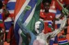 Gambia supporters before the African Cup of Nations 2022 round of 16 match between Guinea and Gambia at Kouekong Stadium, Bafoussam, Cameroon, Monday, Jan. 24, 2022. (AP Photo/Sunday Alamba)