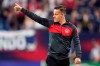 Canada head coach John Herdman salutes the crowd as he leaves the pitch following a 1-1 draw against the United States in a World Cup soccer qualifier Sunday, Sept. 5, 2021, in Nashville, Tenn. THE CANADIAN PRESS/AP, Mark Humphrey