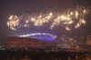 Fireworks are released during a rehearsal for the opening ceremony of the 2022 Winter Olympics at the iconic Bird's Nest National Stadium in Beijing, China, Sunday, Jan. 30, 2022. THE CANADIAN PRESS/AP-Wang Xinchao
