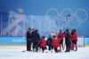 Members of Canada's women's hockey team practice at the 2022 Winter Olympics, Sunday, Jan. 30, 2022, in Beijing. THE CANADIAN PRESS/AP-Jeff Roberson