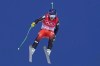 James Crawford, of Canada makes a jump during a men's downhill training run at the 2022 Winter Olympics, Thursday, Feb. 3, 2022, in the Yanqing district of Beijing. (AP Photo/Robert F. Bukaty)