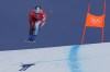 Marco Odermatt of Switzerland makes a jump during men's downhill training at the 2022 Winter Olympics, Friday, Feb. 4, 2022, in the Yanqing district of Beijing. (AP Photo/Robert F. Bukaty)