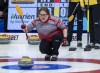Northewest Terrritories skip Kerry Galusha reacts to a rock as they play Manitoba at the Scotties Tournament of Hearts at Fort William Gardens in Thunder Bay, Ont. on Tuesday, Feb. 1, 2022.&nbsp;Galusha defeated Manitoba's Mackenzie Zacharias 8-6 in a tie-breaker game Friday morning at the Scotties Tournament of Hearts Canadian women's curling championship. THE CANADIAN PRESS/Andrew Vaughan