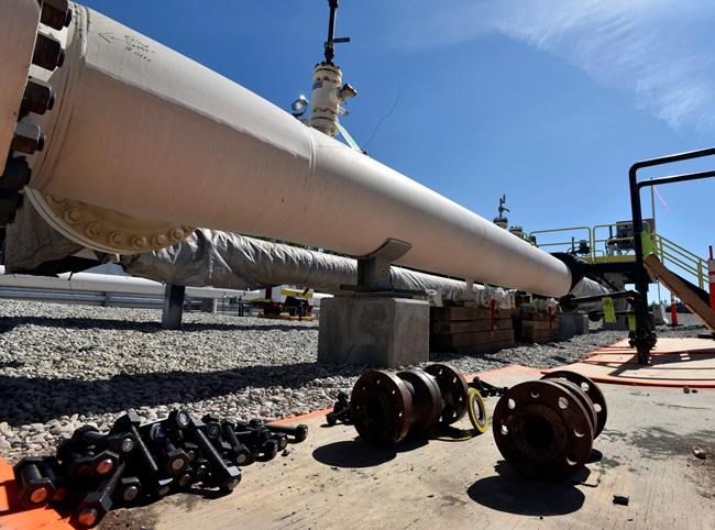 Fresh nuts, bolts and fittings are ready to be added to the east leg of the pipeline near St. Ignace as Enbridge prepares to test the east and west sides of the Line 5 pipeline under the Straits of Mackinac in Mackinaw City, Mich., on June 8, 2017. The federal government has officially weighed in on the latest legal fray over the cross-border Line 5 pipeline. THE CANADIAN PRESS/AP, Detroit News - Dale G Young