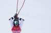 Sara Hector of Sweden celebrates winning the gold medal in women's giant slalom at the 2022 Winter Olympics, Monday, Feb. 7, 2022, in the Yanqing district of Beijing. (AP Photo/Mark Schiefelbein)