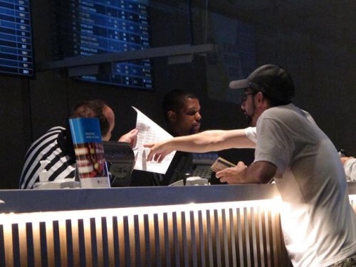 FILE - A gambler makes a sports bet at Bally's casino in Atlantic City N.J., Sept. 5, 2019. A record 31.5 million Americans plan to bet on this year's Super Bowl, according to the gambling industry's national trade group. The American Gaming Association on Tuesday, Feb. 8, 2022, released its annual predictions for wagering on pro football's championship game, forecasting that over $7.6 billion will be bet legally and otherwise. (AP Photo/Wayne Parry, File)