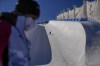 A skier trains on the half-pipe ahead of at the 2022 Winter Olympics, Tuesday, Feb. 1, 2022, in Zhangjiakou, China. (AP Photo/Francisco Seco)
