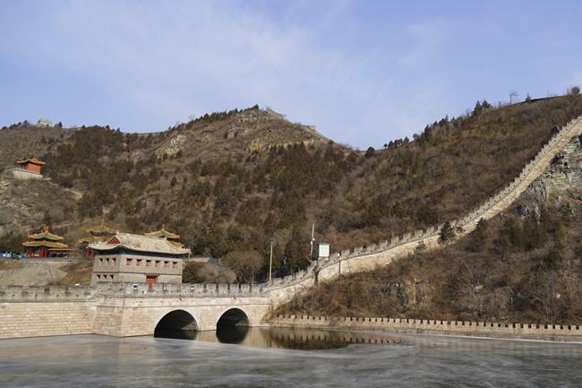 The Juyongguan section of the Great Wall is seen on a trip for journalists covering the 2022 Winter Olympics, Wednesday, Feb. 9, 2022, on the outskirts of Beijing. (AP Photo/Chisato Tanaka)