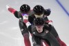 Canada's Ivanie Blondin, front to back, Isabelle Weidemann and Valerie Maltais, compete in the speedskating women's team pursuit quarterfinals at the 2022 Winter Olympics, in Beijing, Saturday, Feb. 12, 2022. The trio advanced to the semifinals of the women's team pursuit Saturday at the Beijing Olympics. THE CANADIAN PRESS/AP-Sue Ogrocki