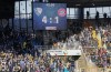 The board shows 4-1 for Bochum at halftime during the German Bundesliga soccer match between VfL Bochum and Bayern Munich in Bochum, Germany, Saturday, Feb. 12, 2022. (AP Photo/Martin Meissner)