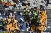 Roma's Bryan Cristante, rigt, scores his side's second goal the Italian Serie A soccer match between Sassuolo and Roma at the Mapei stadium in Reggio Emilia, Italy, Sunday, Feb. 13, 2022. ( Massimo Paolone/LaPresse via AP)