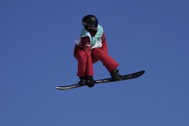Max Parrot of Canada competes during the men's snowboard big air qualifications of the 2022 Winter Olympics, Monday, Feb. 14, 2022, in Beijing. THE CANADIAN PRESS/AP/Jae C. Hong