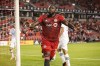 Toronto FC forward Jozy Altidore (17) celebrates after scoring during second half MLS soccer action against Orlando City, in Toronto, Saturday, July 17, 2021. THE CANADIAN PRESS/Chris Katsarov