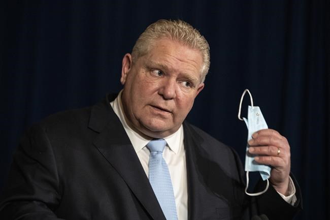 Ontario Premier Doug Ford attends a news conference at the Ontario Legislature, in Toronto, on Monday, February 14, 2022. THE CANADIAN PRESS/Chris Young