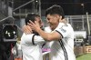 Spezia's Kevin Agudelo celebrates after scoring during the Italian Serie A soccer match between Calcio Spezia and Fiorentina in Alberto Picco Stadium in La Spezia, Italy, Monday, Feb. 14, 2022. (Tano Pecoraro/LaPresse via AP)