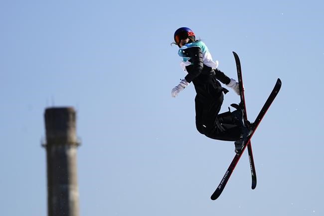FILE - Eileen Gu, of China, competes during the women's freestyle skiing big air finals of the 2022 Winter Olympics, Tuesday, Feb. 8, 2022, in Beijing. (AP Photo/Matt Slocum, File)