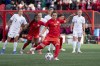 Canada’s Jessie Fleming scores on a penalty shot in the first half during Celebration tour action against New Zealand, in Ottawa, Saturday, Oct. 23, 2021. THE CANADIAN PRESS/Adrian Wyld