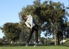 Justin Thomas hits his second shot on the 11th hole during the first round of the Genesis Invitational golf tournament at Riviera Country Club, Thursday, Feb. 17, 2022, in the Pacific Palisades area of Los Angeles. (AP Photo/Ryan Kang)