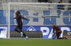 Clermont's Mohamed Bayo, left, celebrates after scoring his side's first goal, during the French League One soccer match between Marseille and Clermont at the Stade Velodrome in Marseille, Sunday, Feb. 20, 2022. (AP Photo/Daniel Cole)