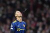 Manchester United's Cristiano Ronaldo reacts during the Champions League, round of 16, first leg soccer match between Atletico Madrid and Manchester United at the Wanda Metropolitano stadium in Madrid, Spain, Wednesday, Feb. 23, 2022. (AP Photo/Manu Fernandez)