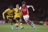 Wolverhampton Wanderers' Nelson Semedo, left, and Arsenal's Kieran Tierney during the English Premier League soccer match between Arsenal and Wolverhampton Wanderers at the Emirates Stadium, London, Thursday, Feb. 24, 2022. (AP Photo/Ian Walton)