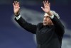 Real Madrid's head coach Carlo Ancelotti applauds the fans after the Spanish La Liga soccer match between Real Madrid and Real Sociedad at the Bernabeu stadium in Madrid, Spain, Saturday, March 5, 2022. Real Madrid won the match 4-1. (AP Photo/Manu Fernandez)