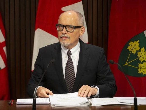 Dr. Kieran Moore, Ontario's Chief Medical Officer attends a media briefing in Toronto on Monday, November 29, 2021. THE CANADIAN PRESS/Chris Young