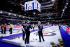 Team Wild Card One second Brett Gallant, left, lead Geoff Walker, centre, and third Mark Nichols discuss strategy while playing Team Northwest Territories at the Tim Hortons Brier in Lethbridge, Alta., Monday, March 7, 2022. THE CANADIAN PRESS/Jeff McIntosh