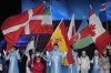 Flagbearers carry flags of participating nations during the closing ceremony at the 2022 Winter Paralympics, Sunday, March 13, 2022, in Beijing. THE CANADIAN PRESS/AP/Shuji Kajiyama