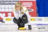 Team Jones skip Jennifer Jones reacts to a shot against Team Fleury during Draw 17 of the 2021 Canadian Olympic curling trials in Saskatoon, Friday, November 26, 2021. THE CANADIAN PRESS/Liam Richards