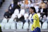 Juventus' Dusan Vlahovic reacts during the Serie A soccer match between Juventus and Salernitana, at the Allianz stadium in Turin, Italy, Sunday, March 20, 2021. (Marco Alpozzi/LaPresse via AP)