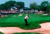 FILE - David Frost hits his approach to the 18th green during the first round of the U.S. Open golf tournament on Thursday, June 13, 1996, at the Oakland Hills Country Club in Bloomfield Hills, Mich. Oakland Hills Country Club, reeling from a fire that destroyed its century-old clubhouse last month, has landed the U.S. Open in 2034 and 2051. The USGA made the announcement Tuesday, March 22, 2022, at the Detroit Athletic Club. (AP Photo/Mark Duncan, File)