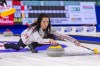 Team Canada skip Kerri Einarson throws a stone at CN Centre on Tuesday afternoon during at the Women's World Curling in Prince George, B.C., on Tuesday, March 22, 2022. THE CANADIAN PRESS/James Doyle