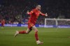 Wales' Gareth Bale celebrates after scoring his side's second goal during the World Cup 2022 playoff soccer match between Wales and Austria at Cardiff City stadium, in Cardiff, Britain, Thursday, March 24, 2022. (AP Photo/Matt Dunham)