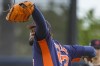 Houston Astros pitcher Christian Javier (53) throws live batting practice during spring training baseball at The Ballpark of the Palm Beaches facility on Thursday, March 24, 2022 in West Palm Beach, Fla. (Karen Warren/Houston Chronicle via AP)