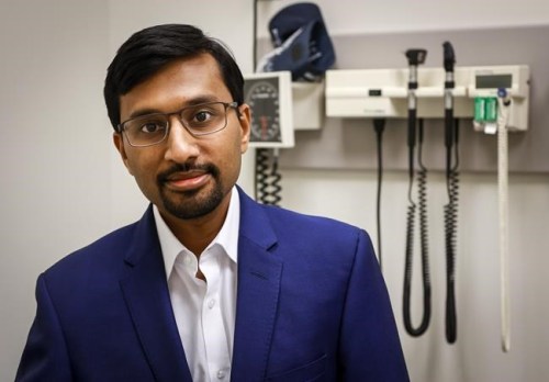 Dr. Aravind Ganesh, assistant professor of neurology at the University of Calgary, is pictured at the Cumming School of Medicine in Calgary, Alta., Thursday, March 24, 2022.THE CANADIAN PRESS/Jeff McIntosh