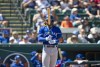 Toronto Blue Jays shortstop Bo Bichette steps up to the plate during a spring training game against the Detroit Tigers, Monday, March 21, 2022, in Lakeland, Fla. THE CANADIAN PRESS/Mark Taylor