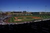 The Colorado Rockies and the Los Angeles Dodgers compete during the second inning of a spring training baseball game Thursday, March 24, 2022, in Scottsdale, Ariz. (AP Photo/Matt York)