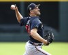 Atlanta Braves pitcher Dylan Lee delivers during live batting practice during baseball spring training at CoolToday Park in North Port, Fla., Wednesday, March 16, 2022.(Curtis Compton/Atlanta Journal-Constitution via AP)