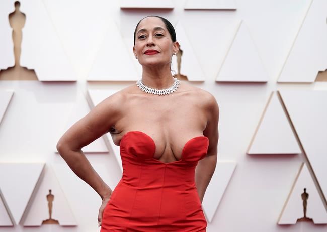Tracee Ellis Ross arrives at the Oscars on Sunday, March 27, 2022, at the Dolby Theatre in Los Angeles. (AP Photo/Jae C. Hong)
